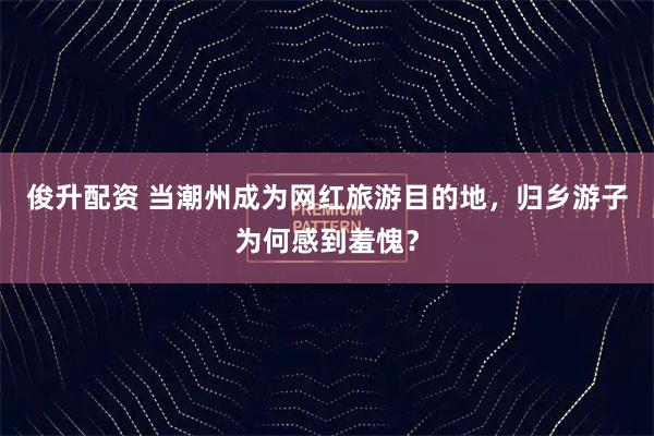 俊升配资 当潮州成为网红旅游目的地，归乡游子为何感到羞愧？